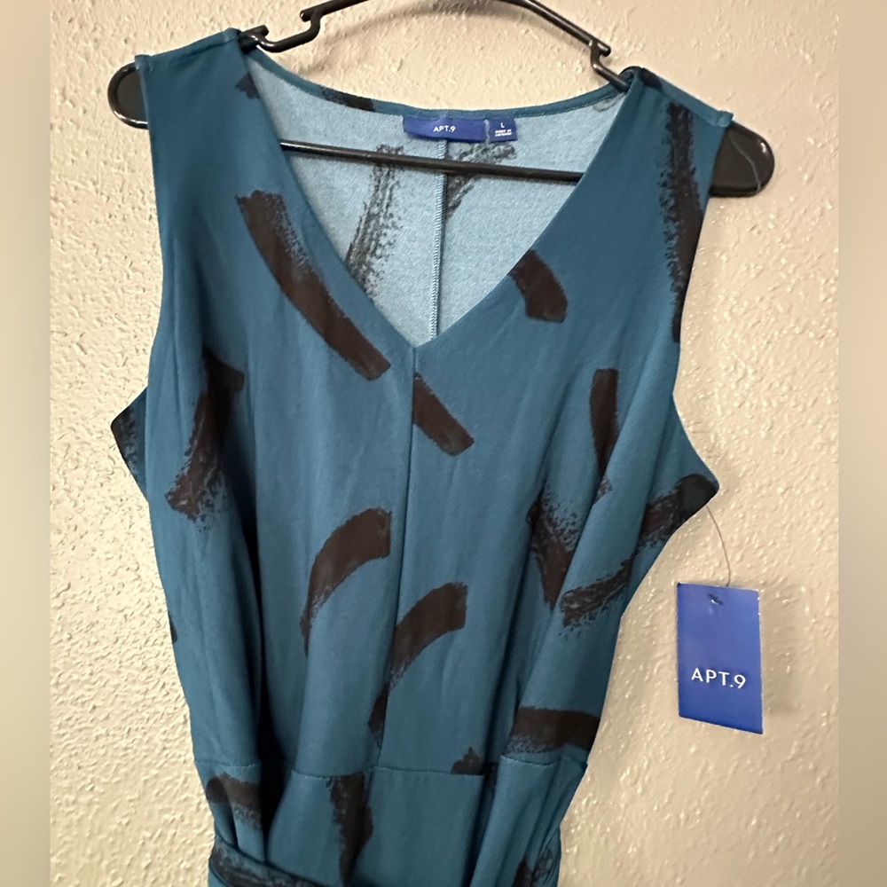 Apt. 9 Women's Large Blue and Black Casual Dress with Tie Waist - Long Length"? - Picture 4 of 8
